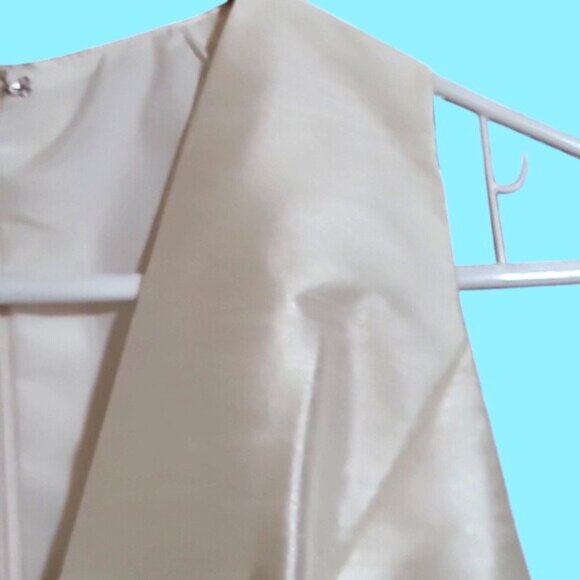 Alfred Sung Ivory Sleeveless Midi Dress With V-Neck & Back Zipper Closure Sz. 12 - Picture 3 of 7